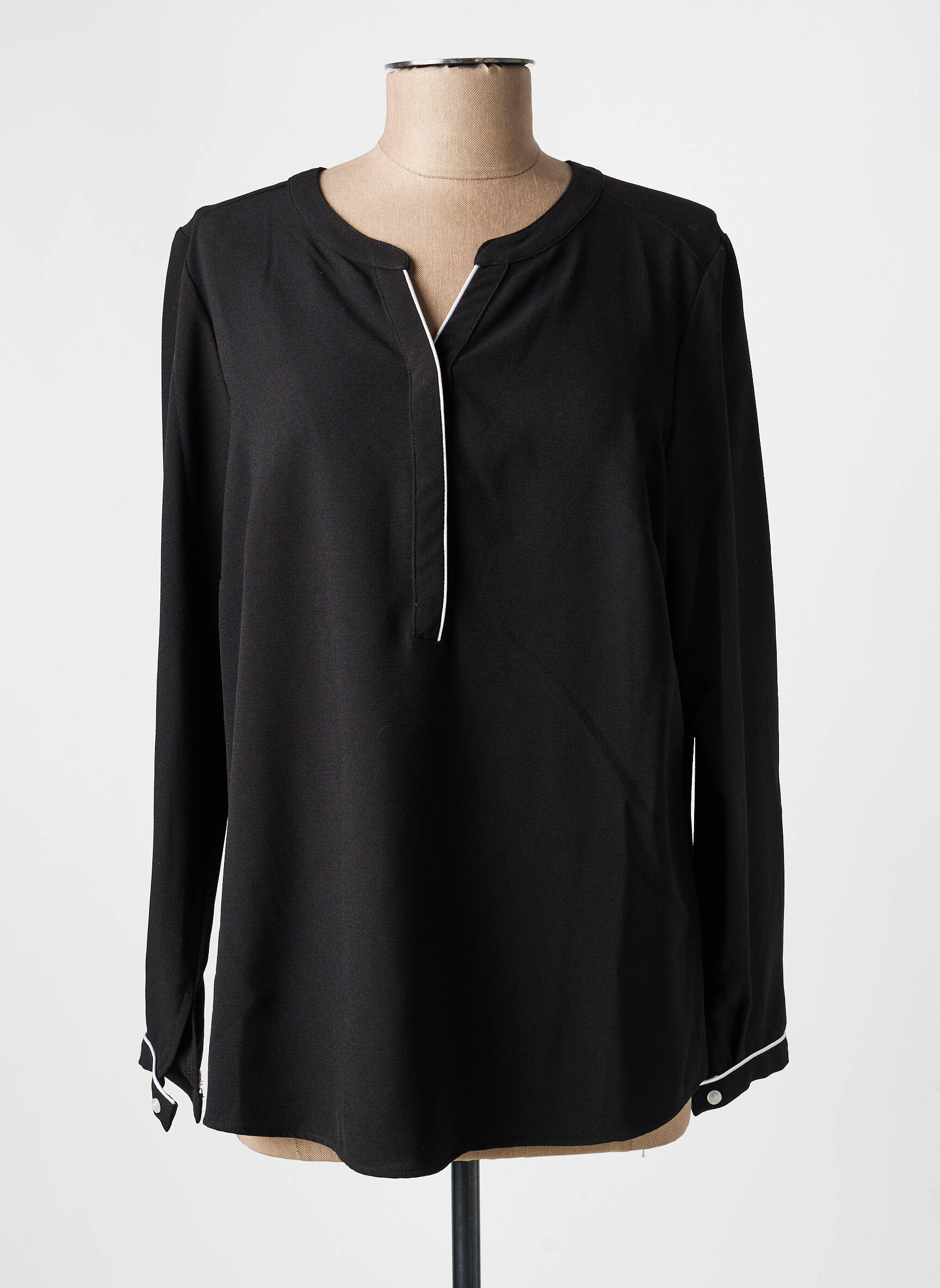 Blouse col rond manches longues noir GUY DUBOUIS femme