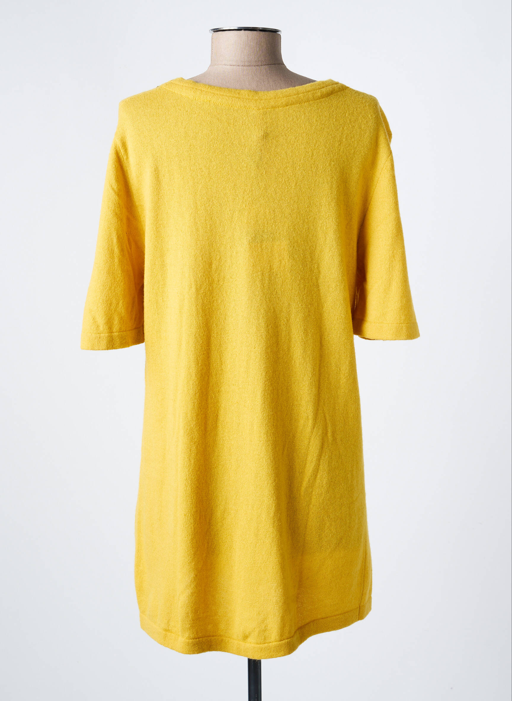 Pull tunique stretch manches courtes jaune FUEGOLITA femme