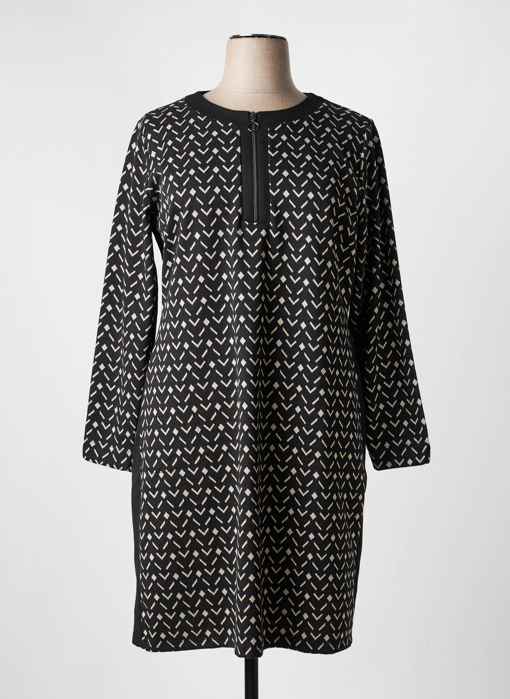 Robe mi-longue manches longues manches longues noir BETTY BARCLAY femme