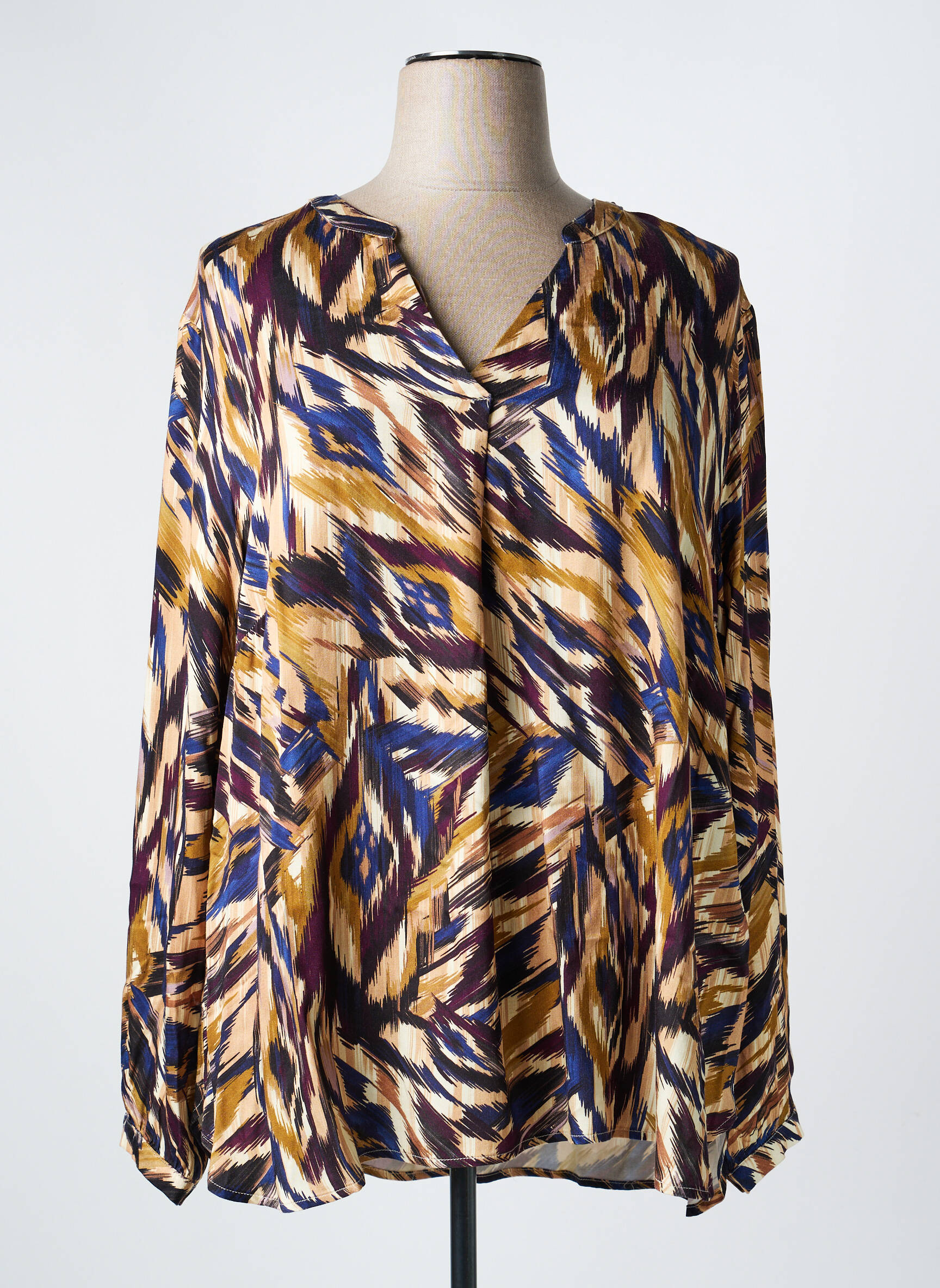 Blouse tissage popeline manches longues marron CISO femme