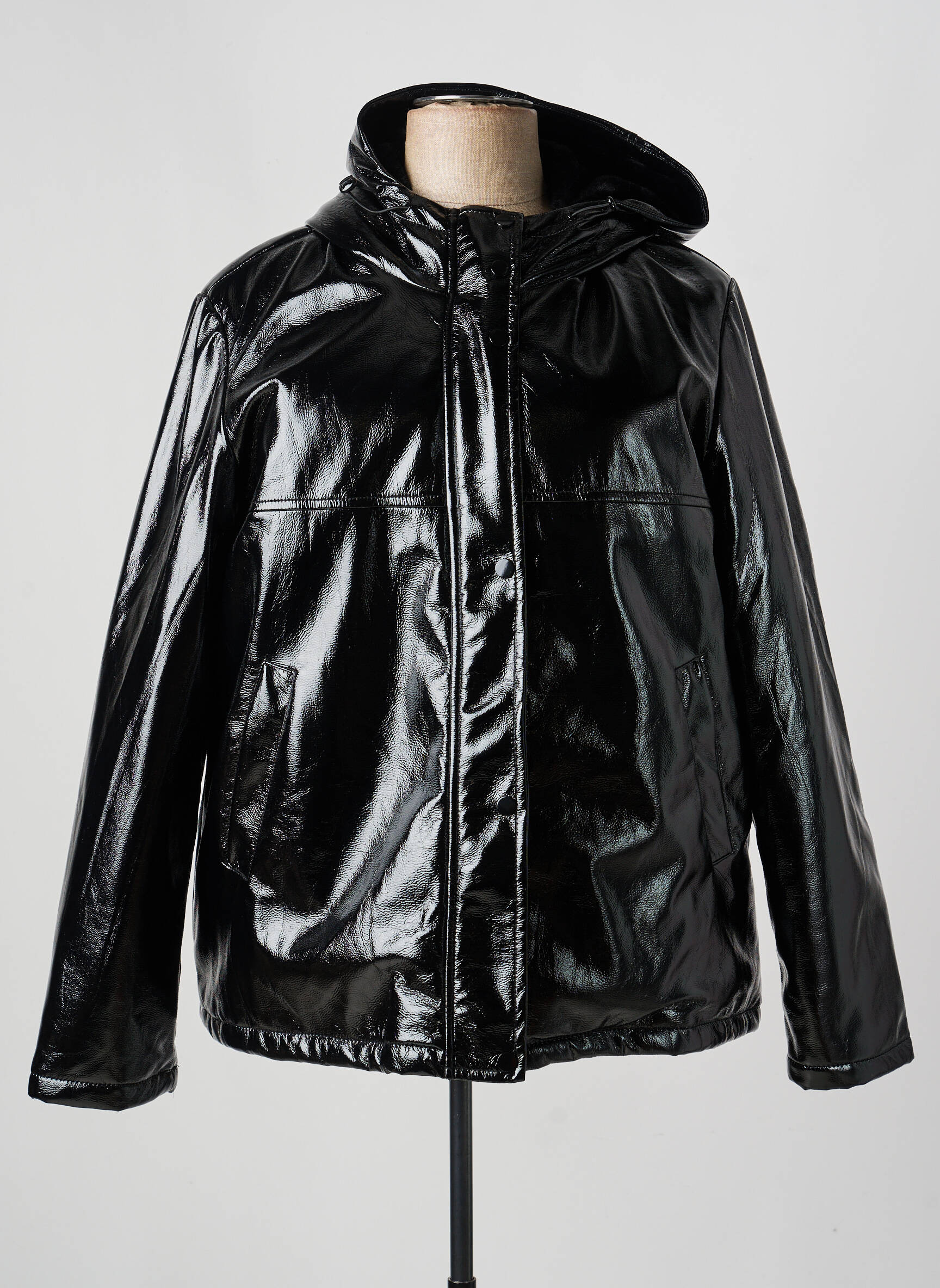 Imperméable manches longues a capuche noir JULIE GUERLANDE femme