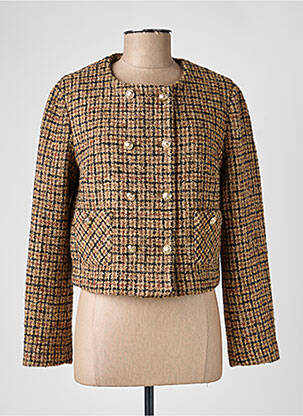 Manteau court coupe droite sans capuche beige OUI femme