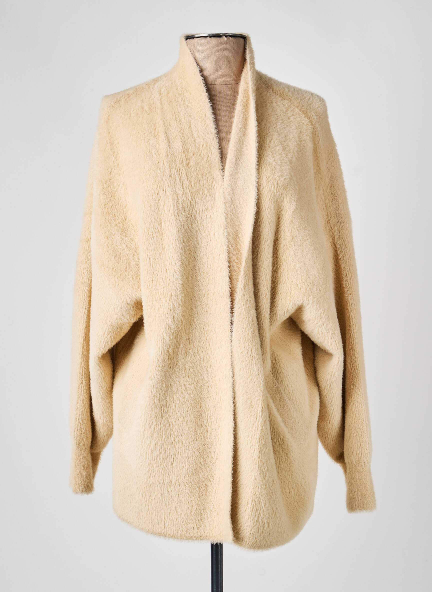 Gilet manches longues col v beige MINKA DESIGN femme