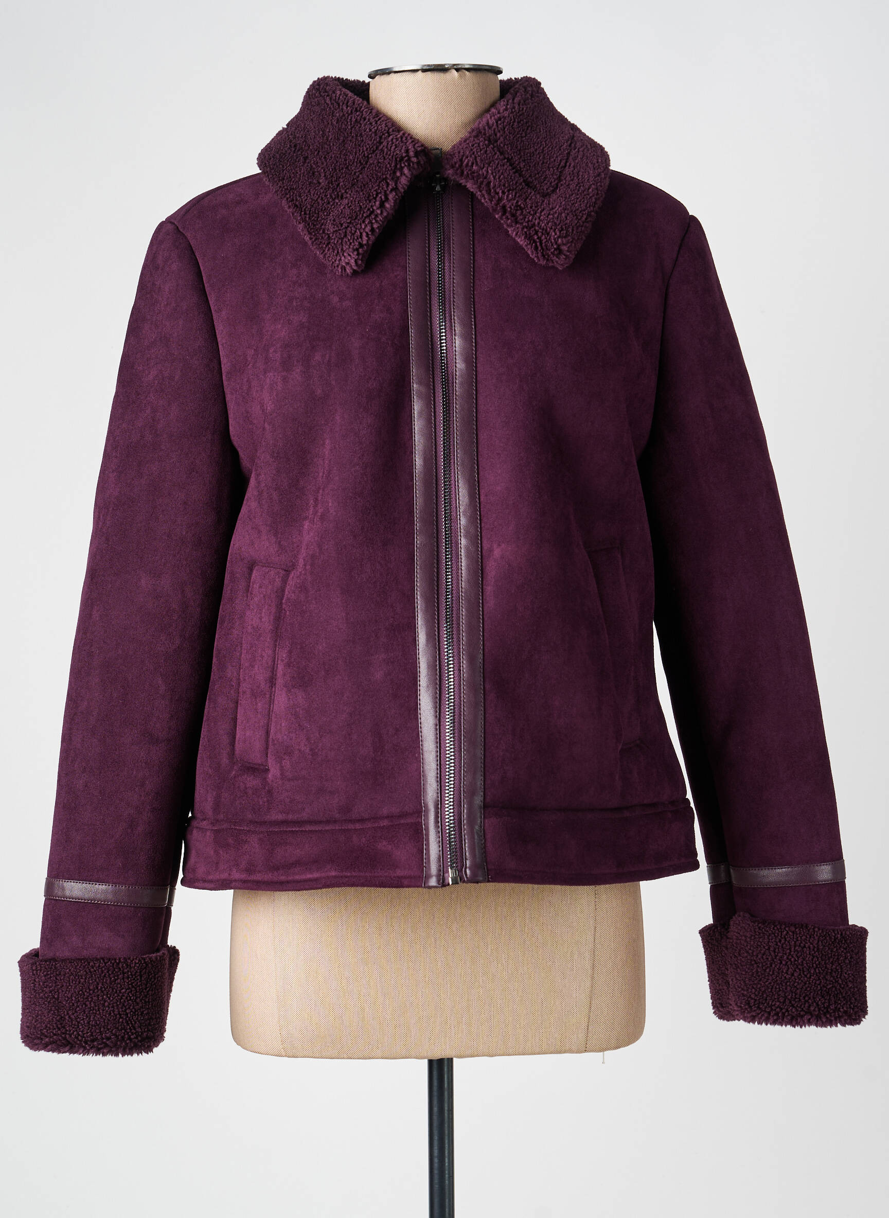 Manteau court coupe droite sans capuche violet CECIL femme