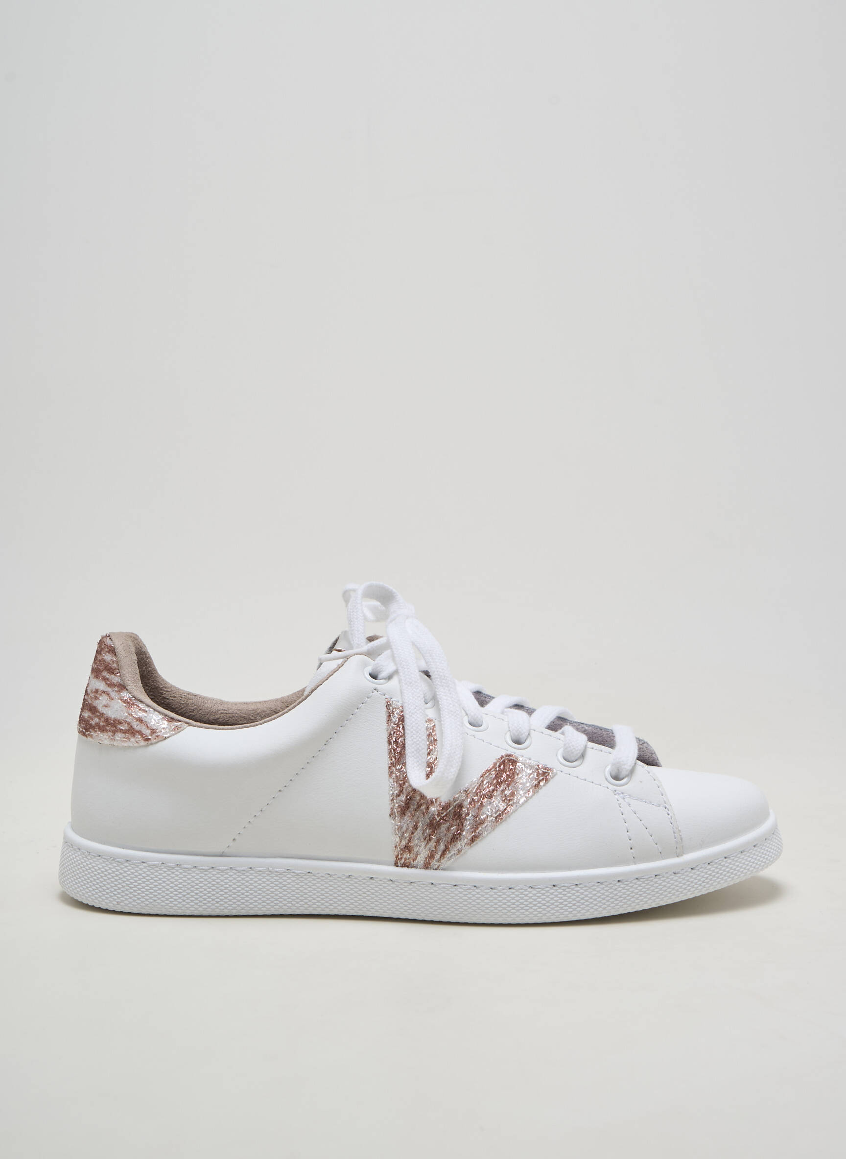 Baskets matière lisse talon plat jusqu'à 3cm blanc VICTORIA femme