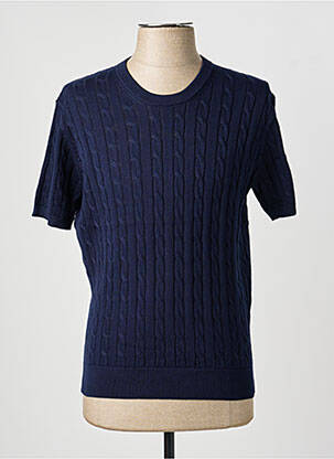 Pull col rond manches courtes bleu IMPERIAL homme