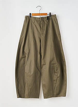 Pantalon droit fermeture zippée sous rabat boutonné vert PLEASE femme