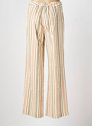 Pantalon large fermeture zippée sous rabat boutonné beige DIXIE femme