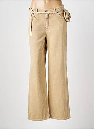 Pantalon flare fermeture zippée sous rabat boutonné beige DIXIE femme