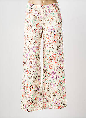 Pantalon flare fermeture zippée sous rabat boutonné beige PLEASE femme