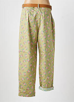 Pantalon droit fermeture zippée sous rabat boutonné vert DIXIE femme