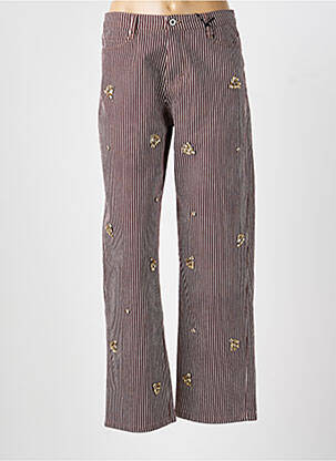 Pantalon droit fermeture zippée sous rabat boutonné marron PLEASE femme
