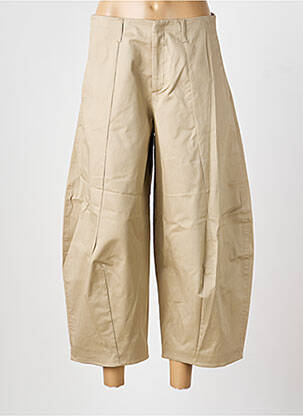 Pantalon 7/8 fermeture zippée sous rabat avec crochet beige PLEASE femme