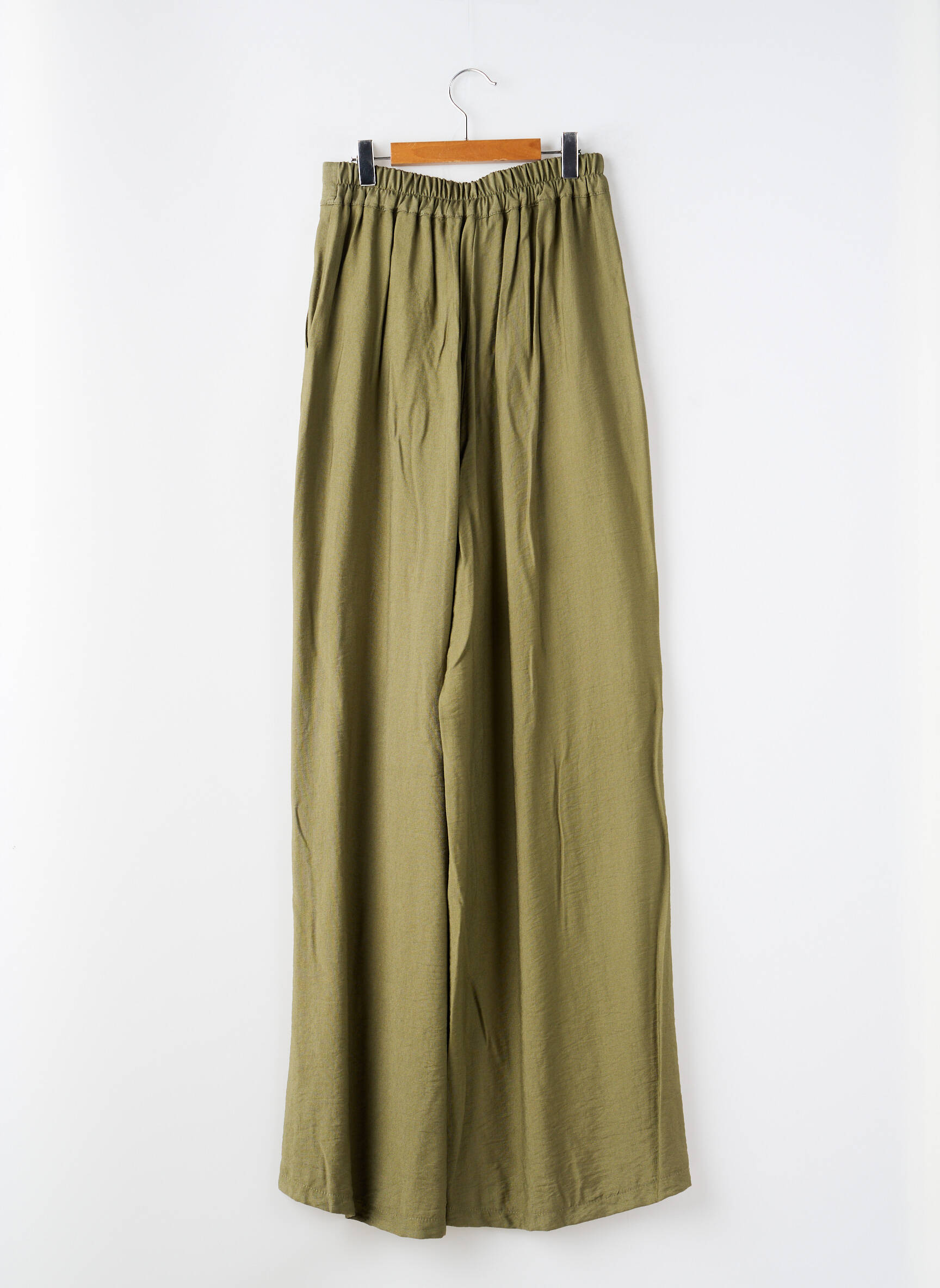 Pantalon flare fermeture zippée sous rabat boutonné vert DIXIE femme