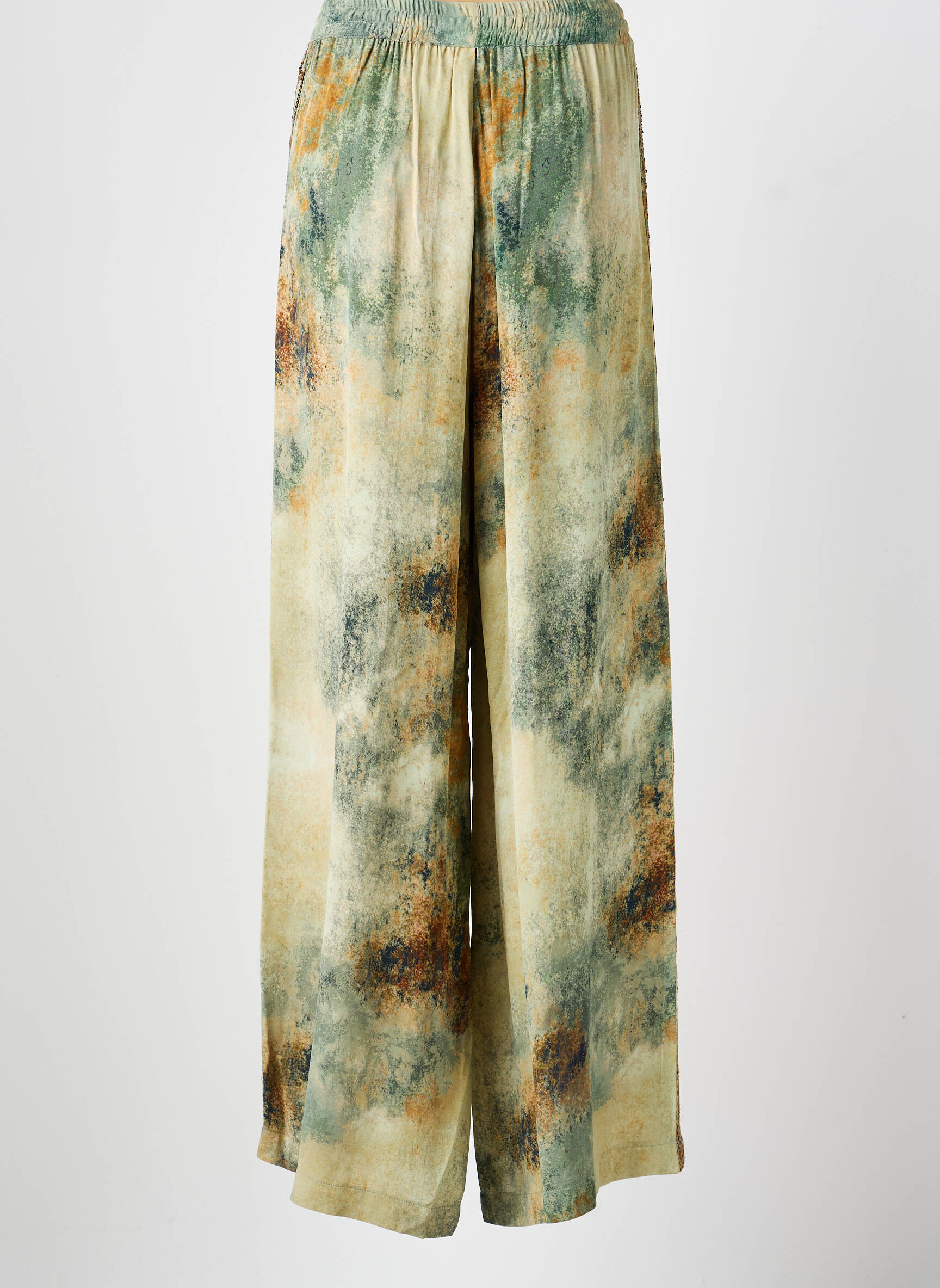 Pantalon droit taille élastique vert DIXIE femme
