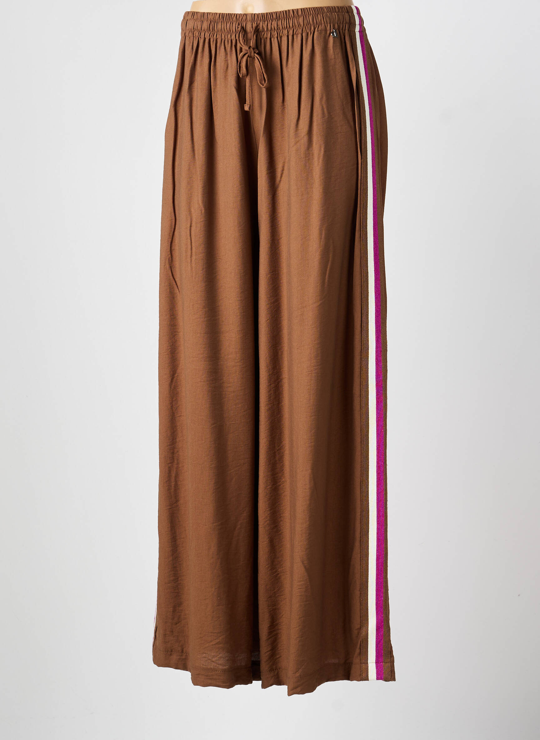 Pantalon large coupe fluide marron DIXIE femme