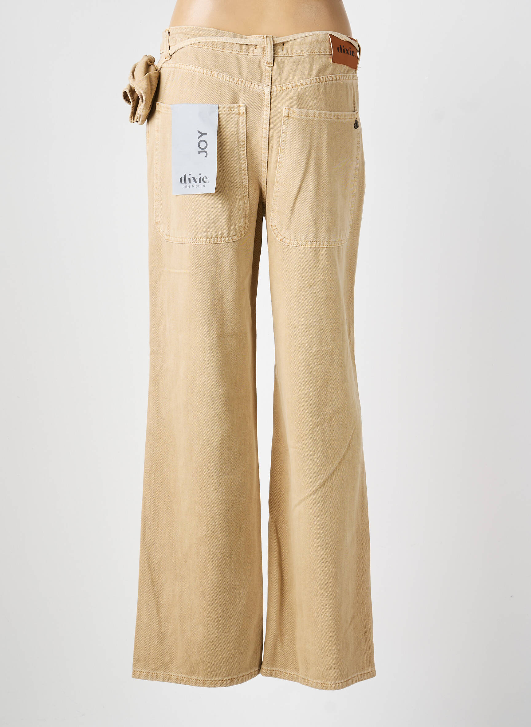 Pantalon flare fermeture zippée sous rabat boutonné beige DIXIE femme