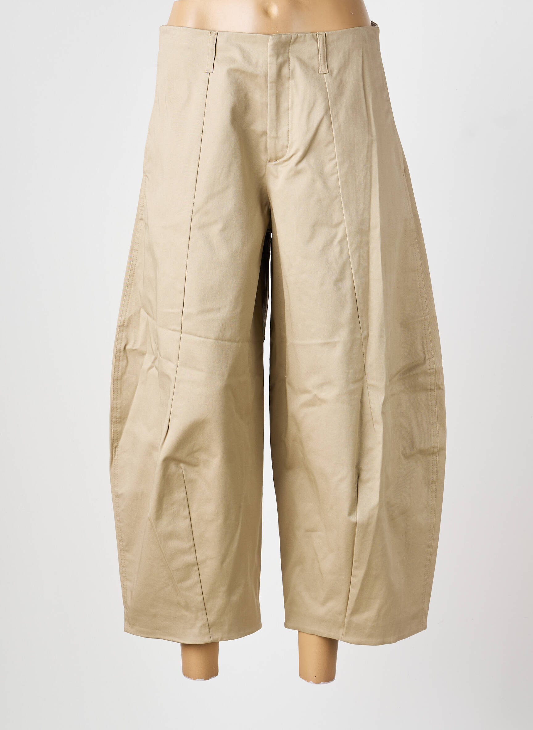 Pantalon 7/8 fermeture zippée sous rabat avec crochet beige PLEASE femme