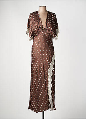 Robe longue imprimé fantaisie manches courtes marron IMPERIAL femme