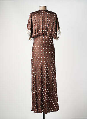 Robe longue imprimé fantaisie manches courtes marron IMPERIAL femme