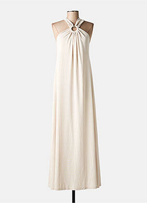 Robe longue fines bretelles fines bretelles beige IMPERIAL femme