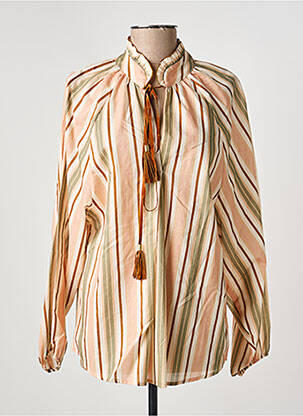Blouse imprimé fantaisie manches longues beige DIXIE femme