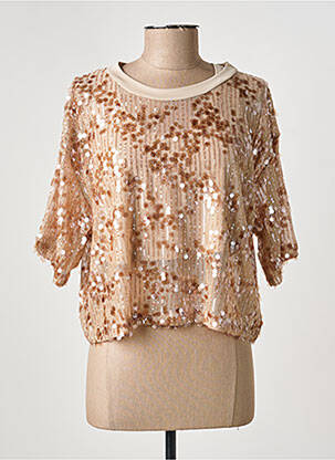 Top coupe fluide manches courtes beige IMPERIAL femme