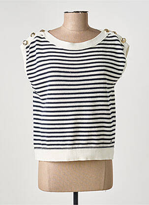 Top imprimé fantaisie sans manche blanc PLEASE femme