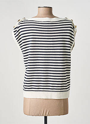 Top imprimé fantaisie sans manche blanc PLEASE femme