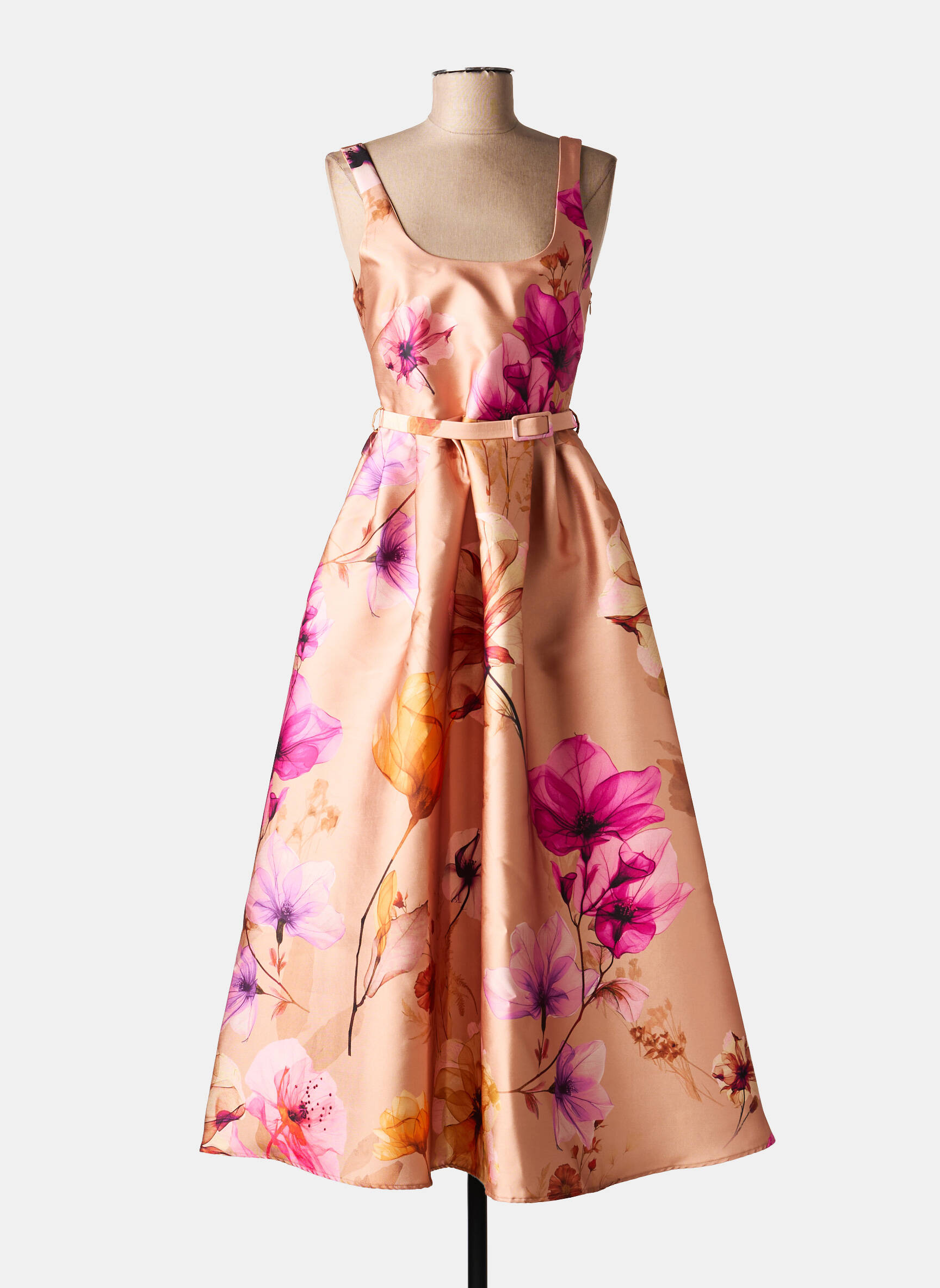 Robe longue imprimé fantaisie fines bretelles beige DIXIE femme