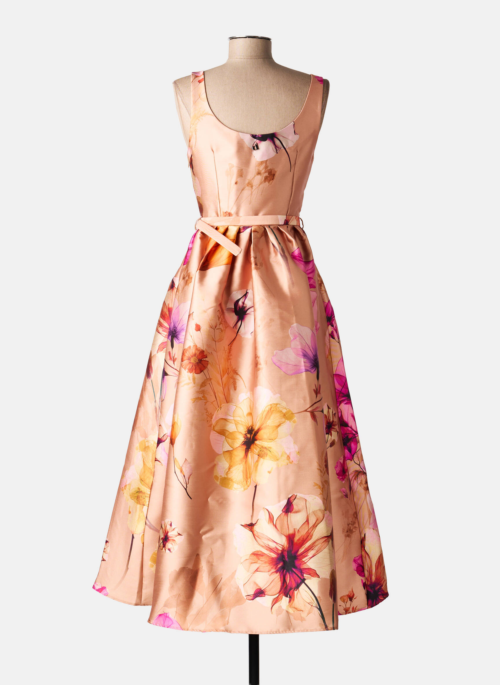 Robe longue imprimé fantaisie fines bretelles beige DIXIE femme