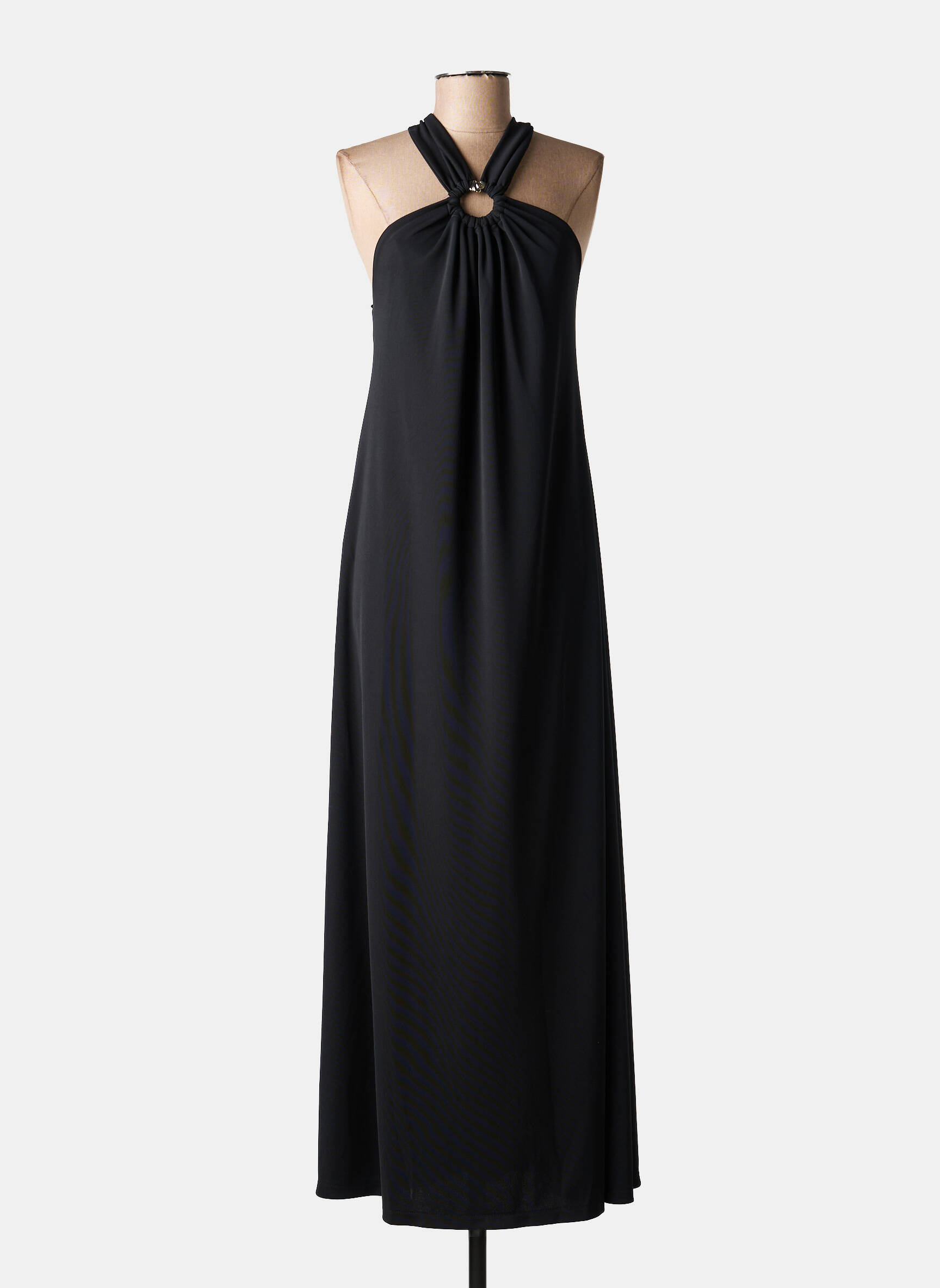 Robe longue fines bretelles fines bretelles noir IMPERIAL femme