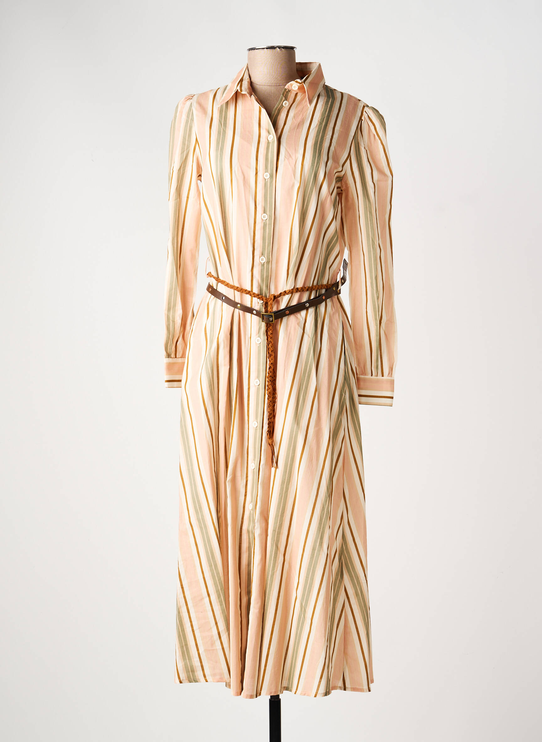 Robe longue manches longues manches longues rose DIXIE femme