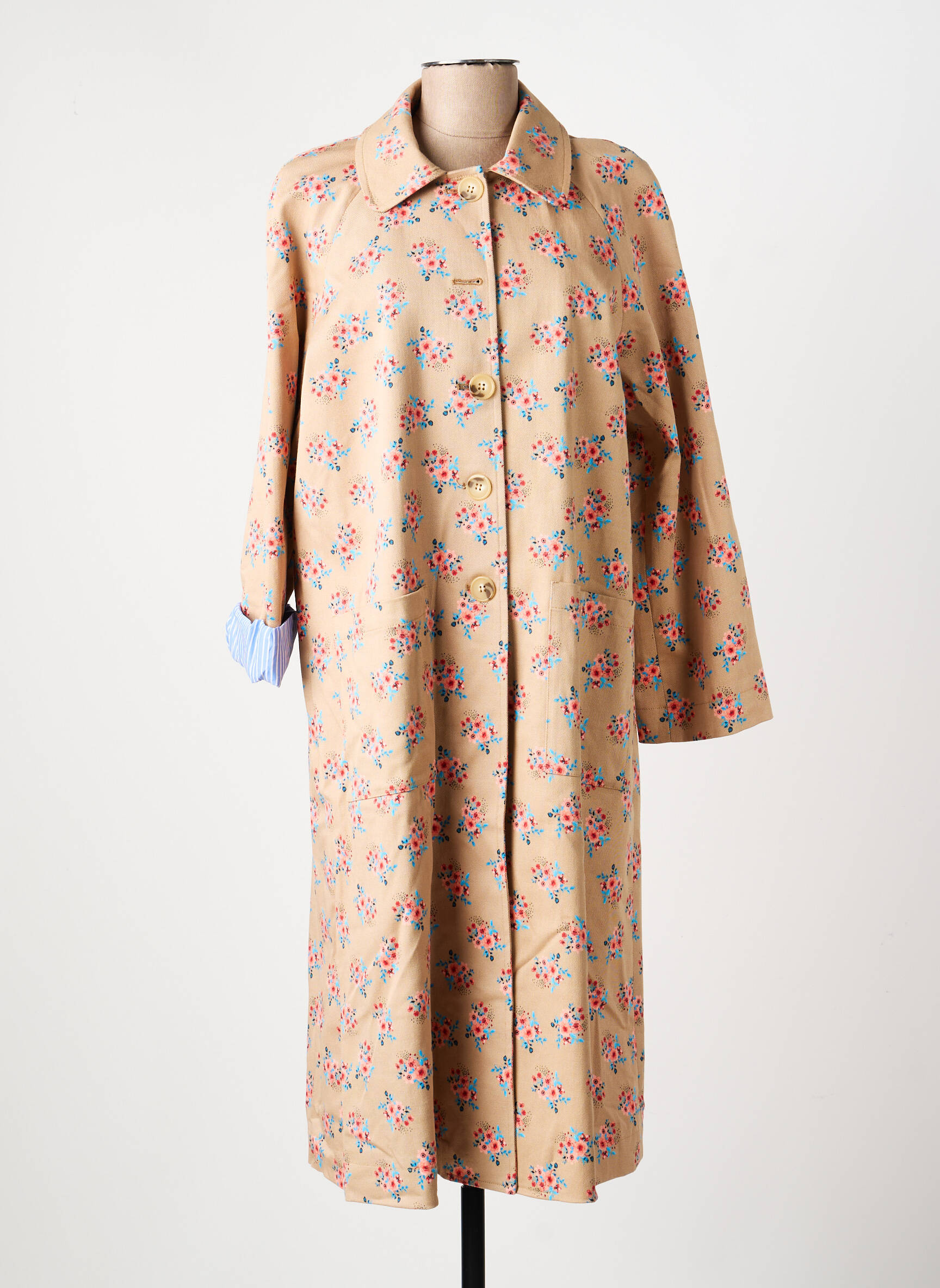 Trench fermeture boutonnée sur le devant sans capuche beige DIXIE femme