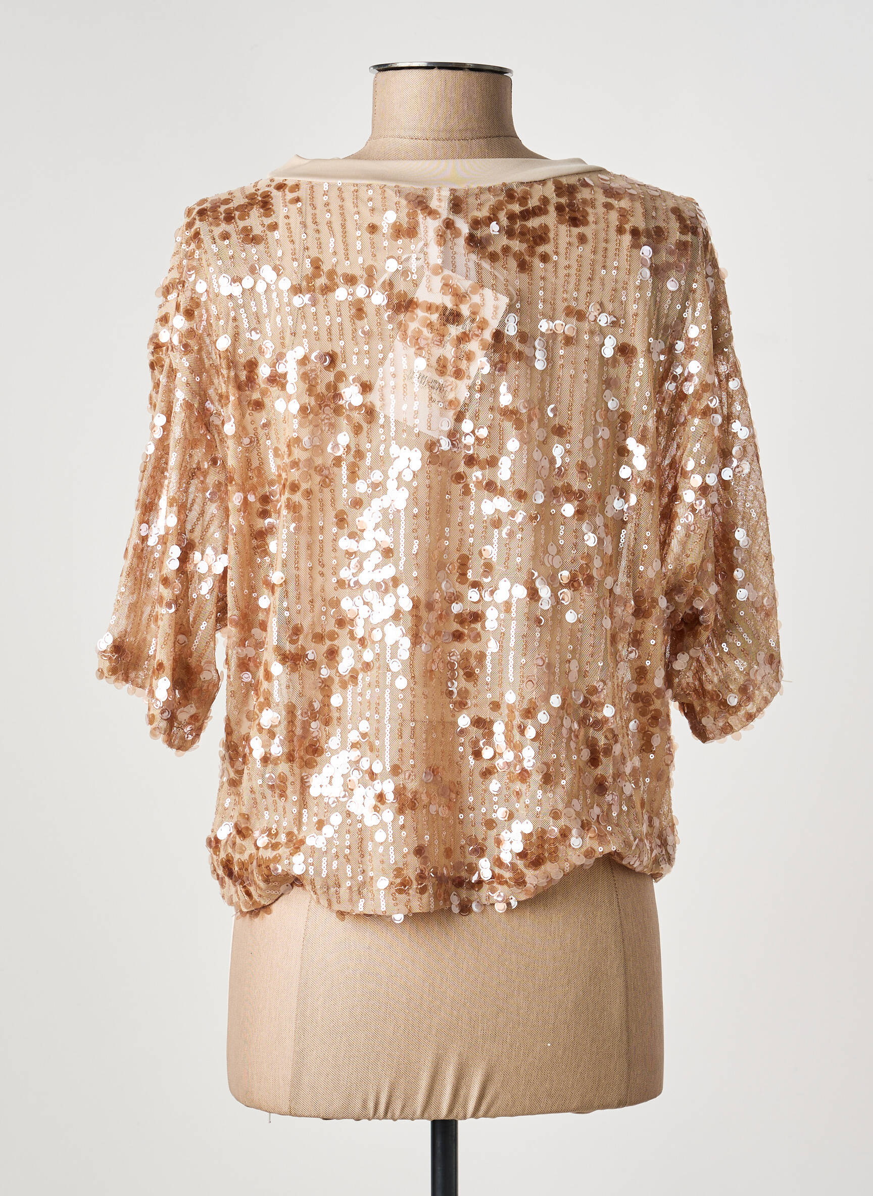 Top coupe fluide manches courtes beige IMPERIAL femme