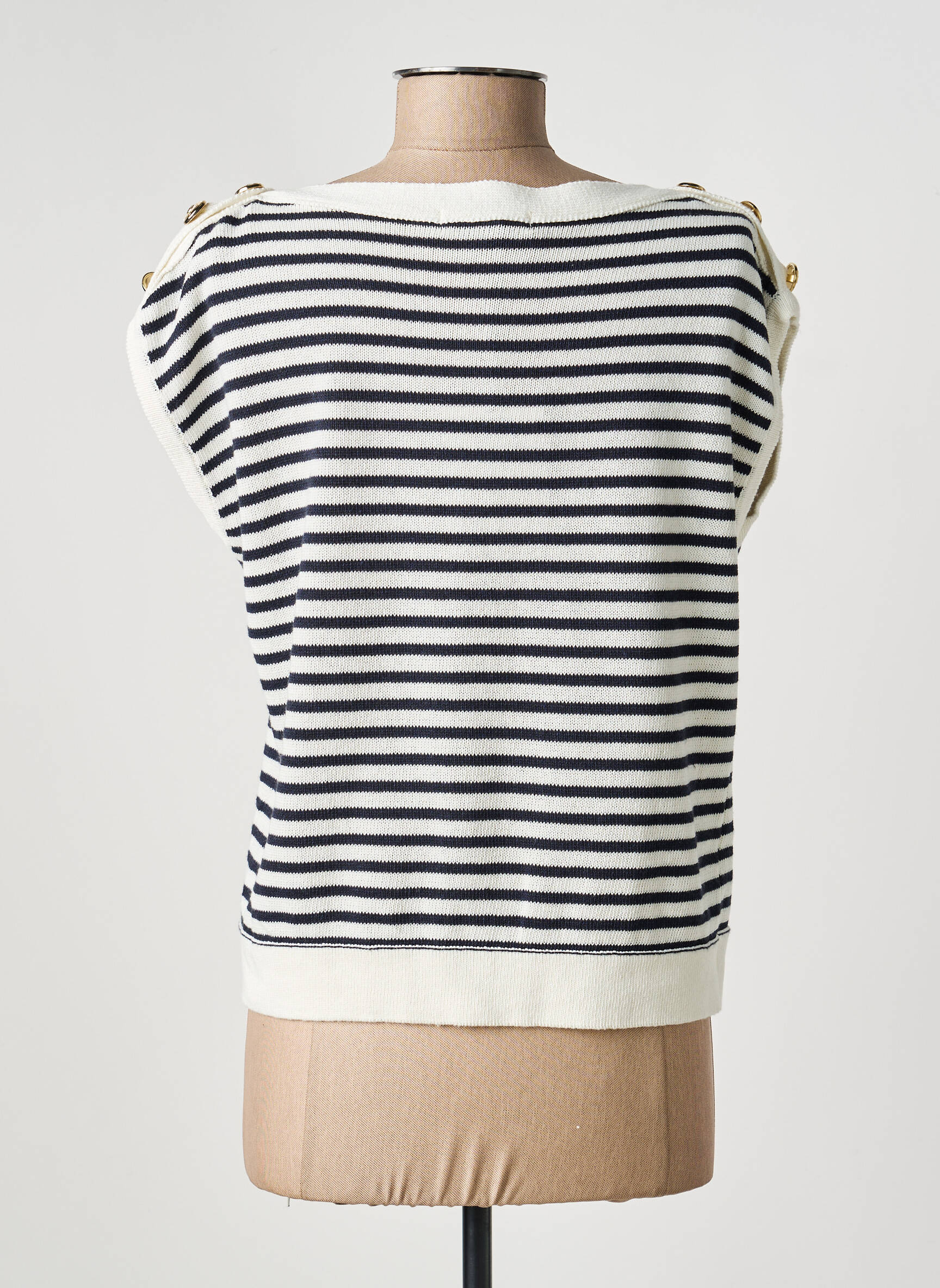 Top imprimé fantaisie sans manche blanc PLEASE femme