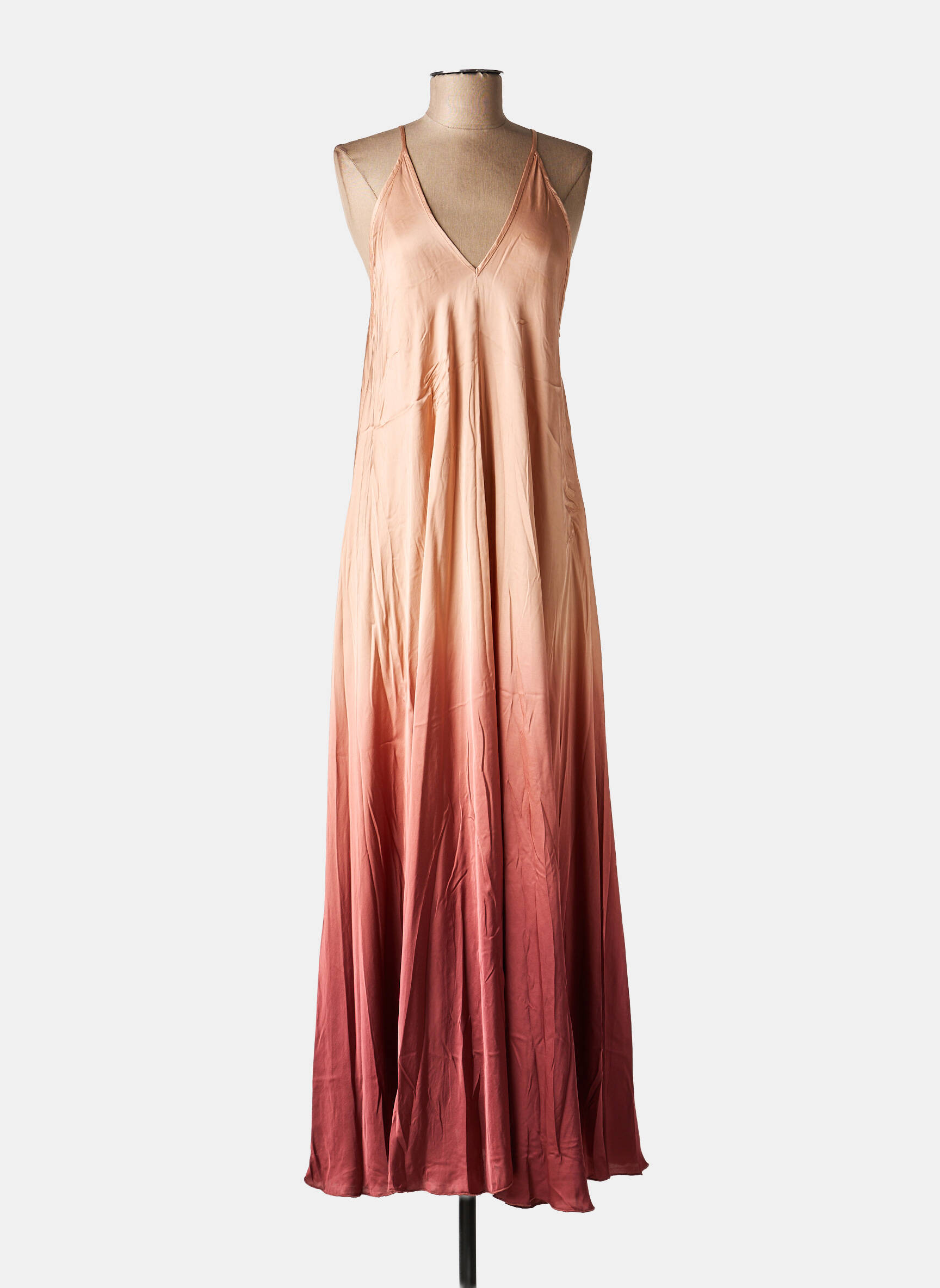 Robe longue imprimé fantaisie fines bretelles rose DIXIE femme