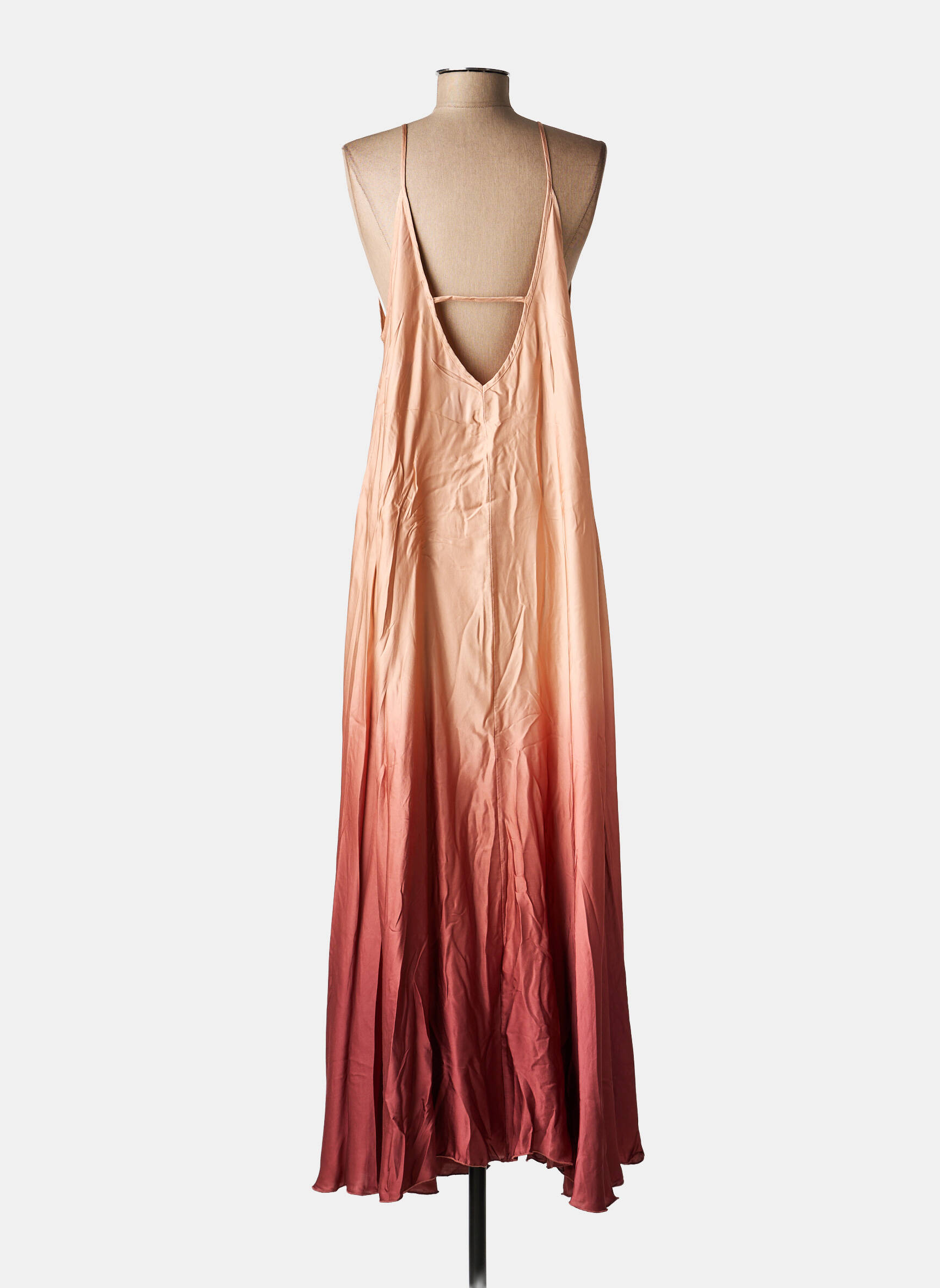 Robe longue imprimé fantaisie fines bretelles rose DIXIE femme
