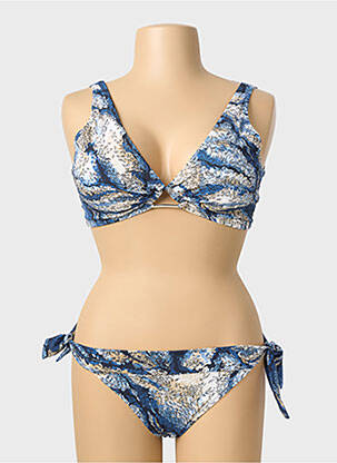 Maillot de bain 2 pièces stretch haut soutien-gorge balconnet bleu PAIN DE SUCRE femme