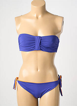 Maillot de bain 2 pièces stretch haut bandeau bleu TUGU femme