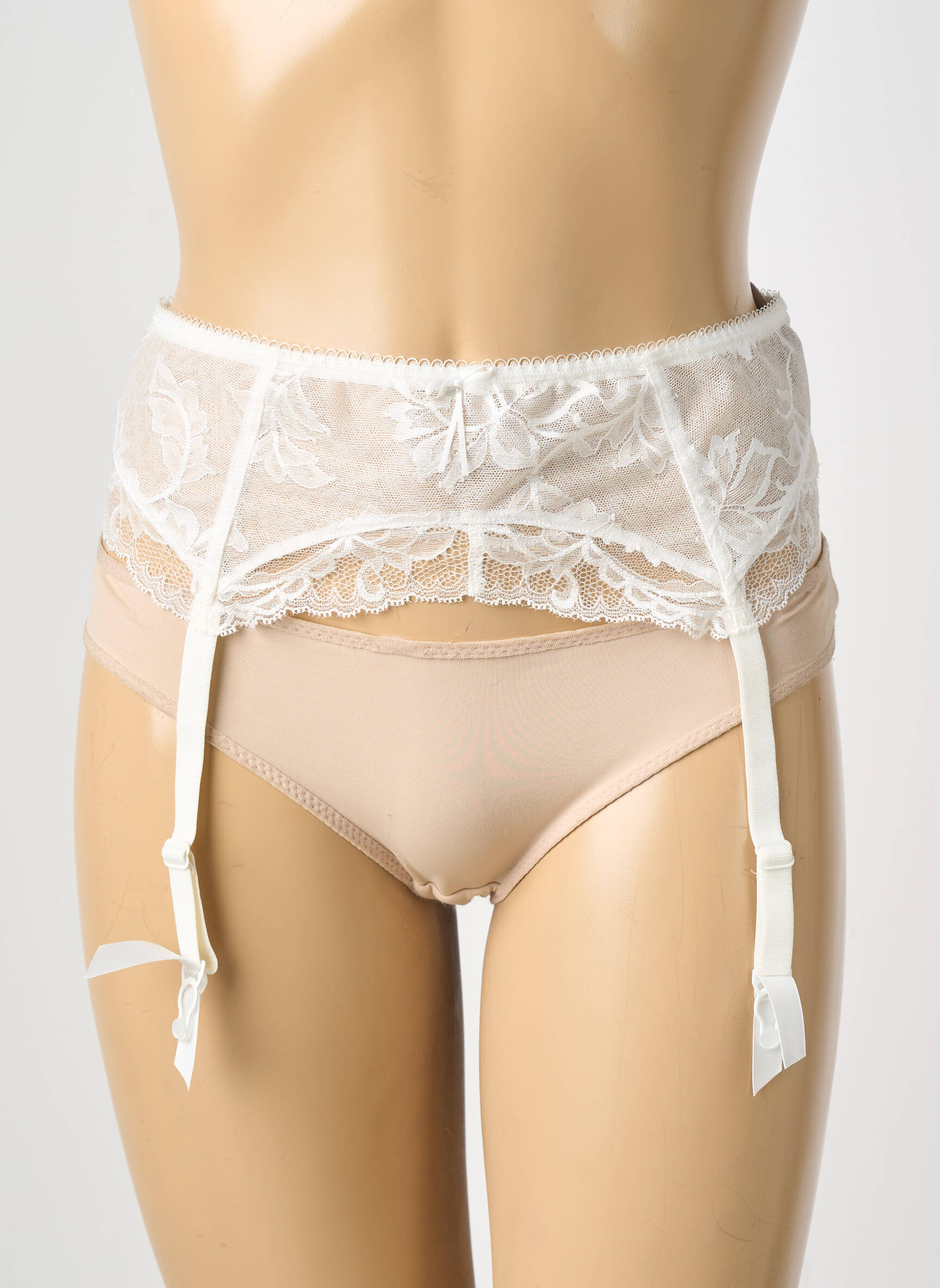 Guêpière/porte-jarretelle broderie beige FANTASIE femme