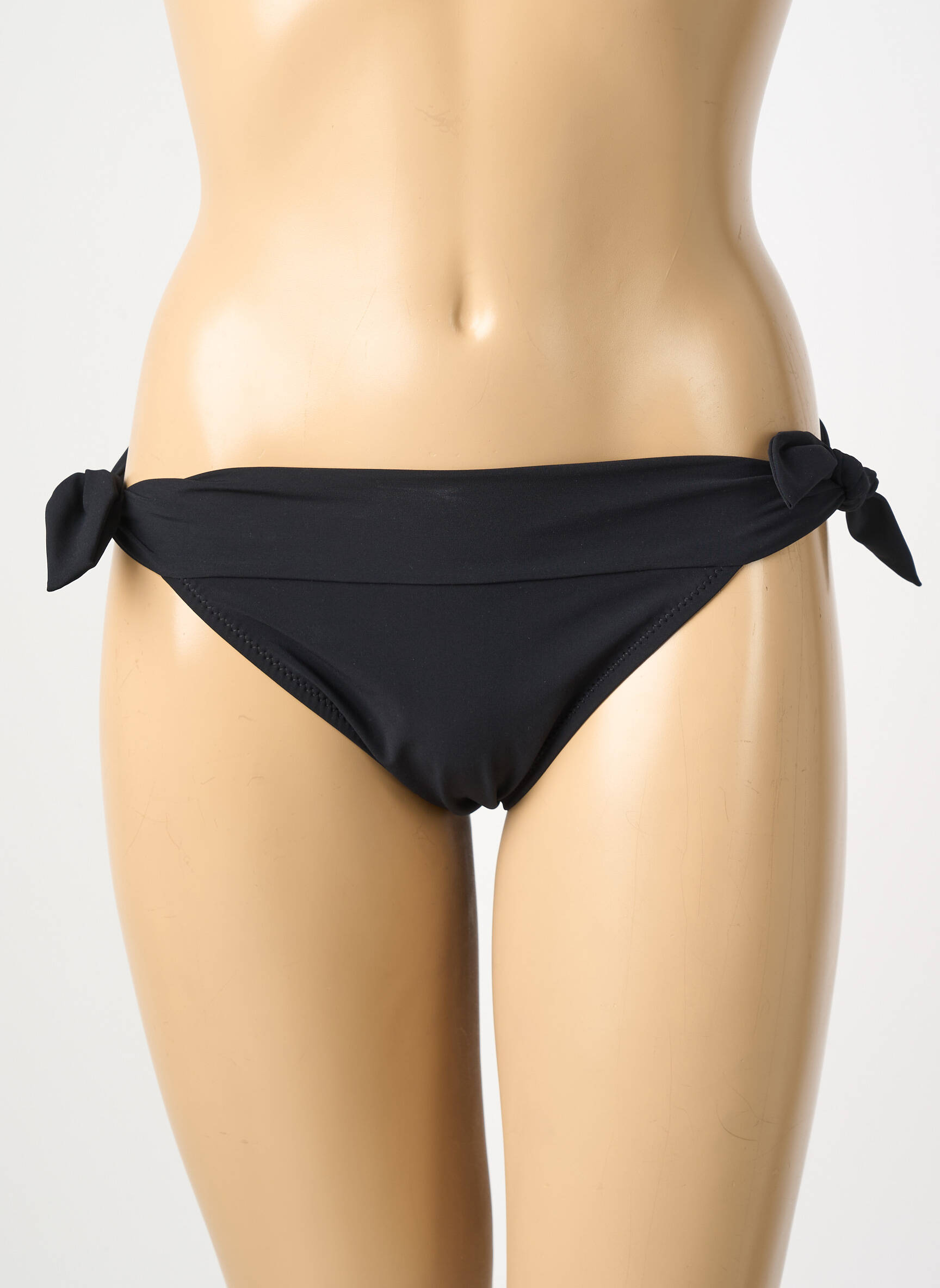Bas de maillot de bain effet matière satinée bikini noir PAIN DE SUCRE femme