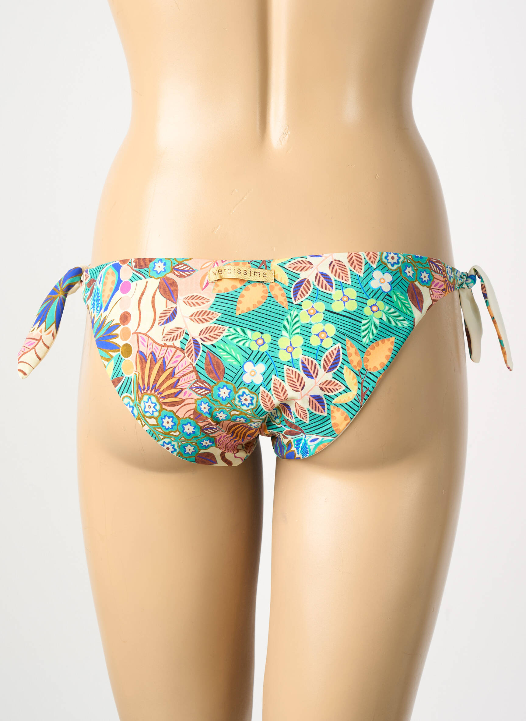 Bas de maillot de bain imprimé fleurs bikini beige VERDISSIMA femme