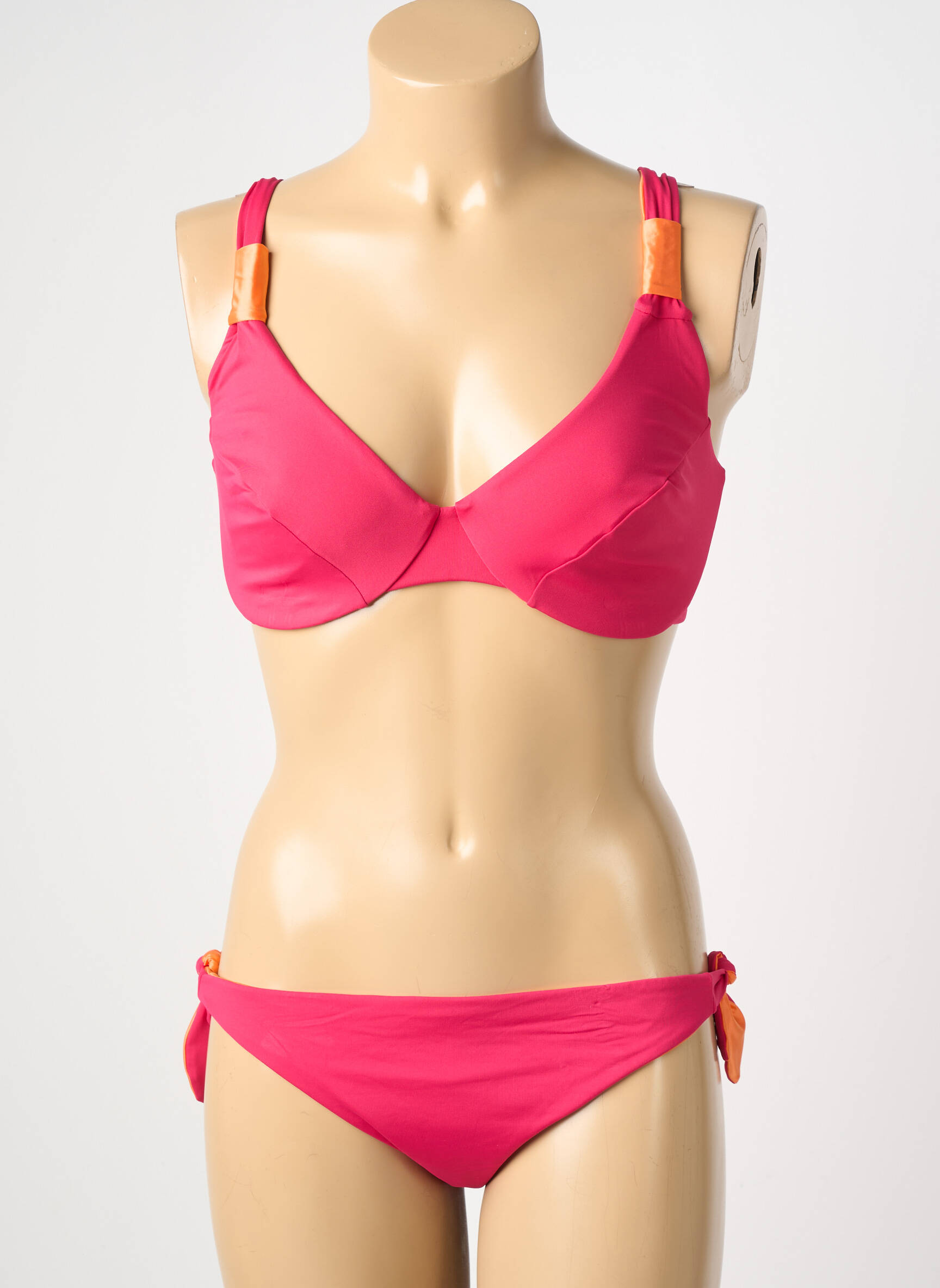 Maillot de bain 2 pièces stretch haut soutien-gorge balconnet rose VERDISSIMA femme