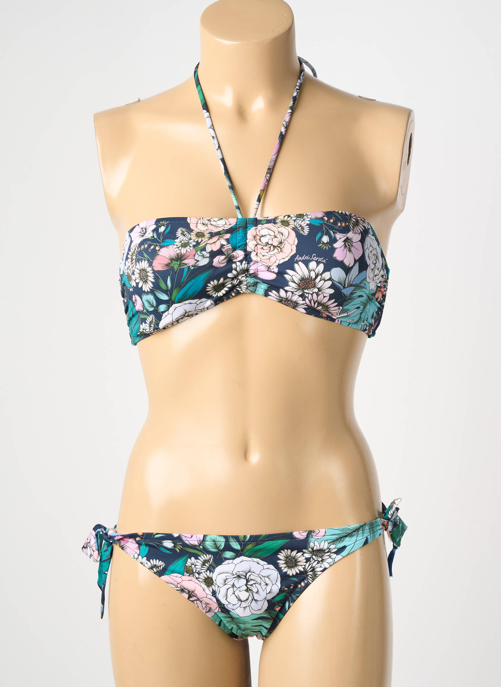Maillot de bain 2 pièces stretch haut soutien-gorge avec mousse de rembourrage amovible bleu ANDRES SARDA femme