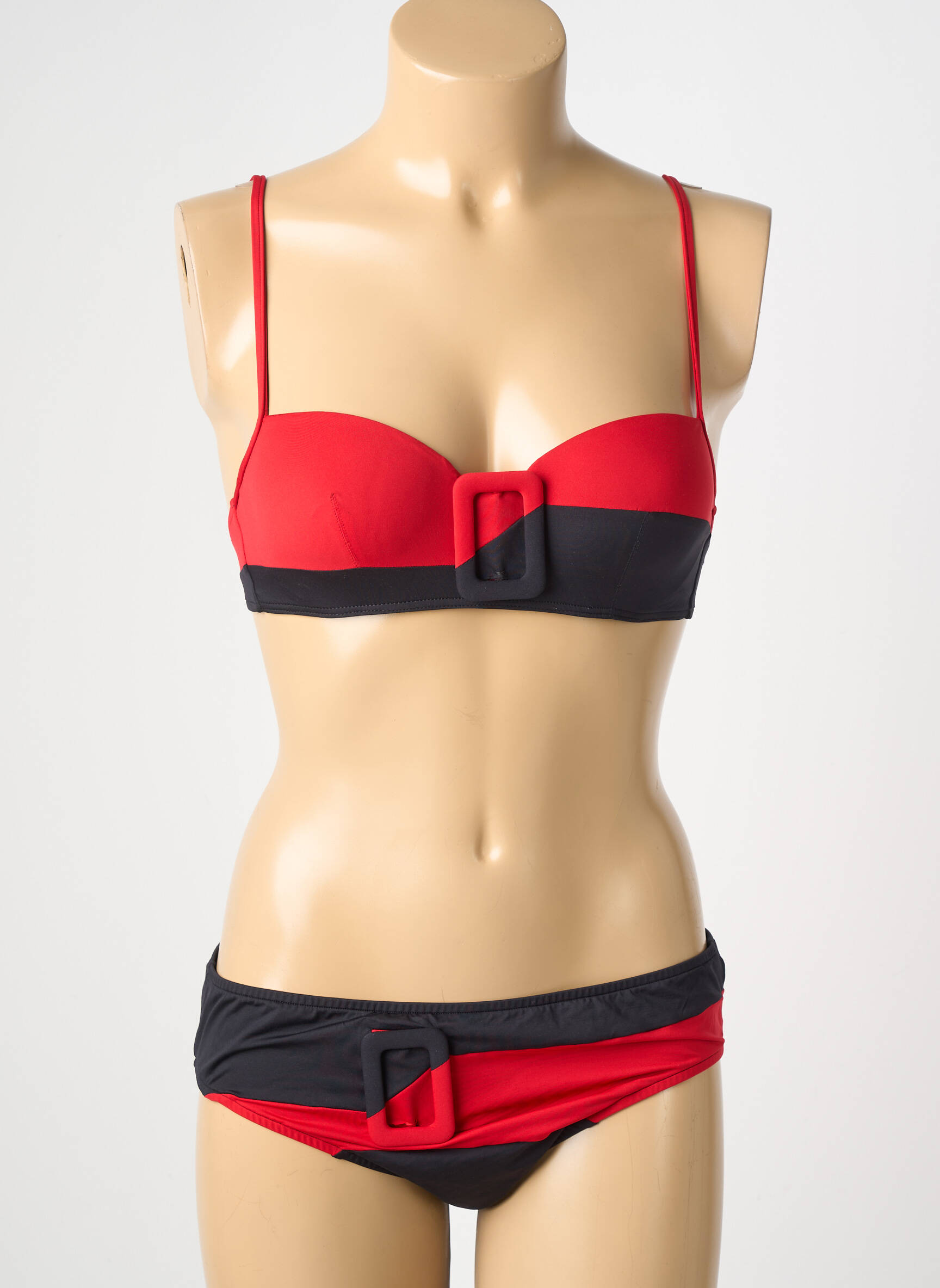 Maillot de bain 2 pièces avec armature haut triangles rouge ANDRES SARDA femme