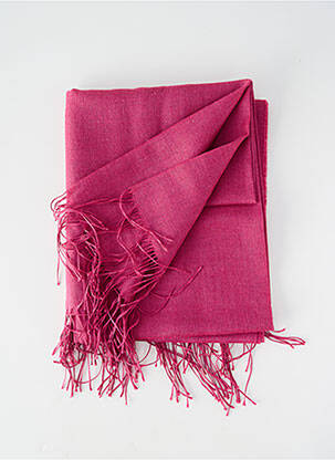 Foulard finition franges rose fonce ALPAGA NATURE femme