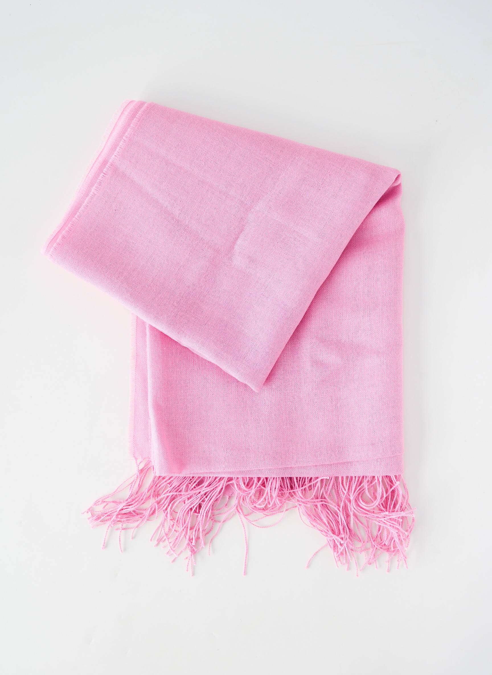 Foulard finition franges rose ALPAGA NATURE femme