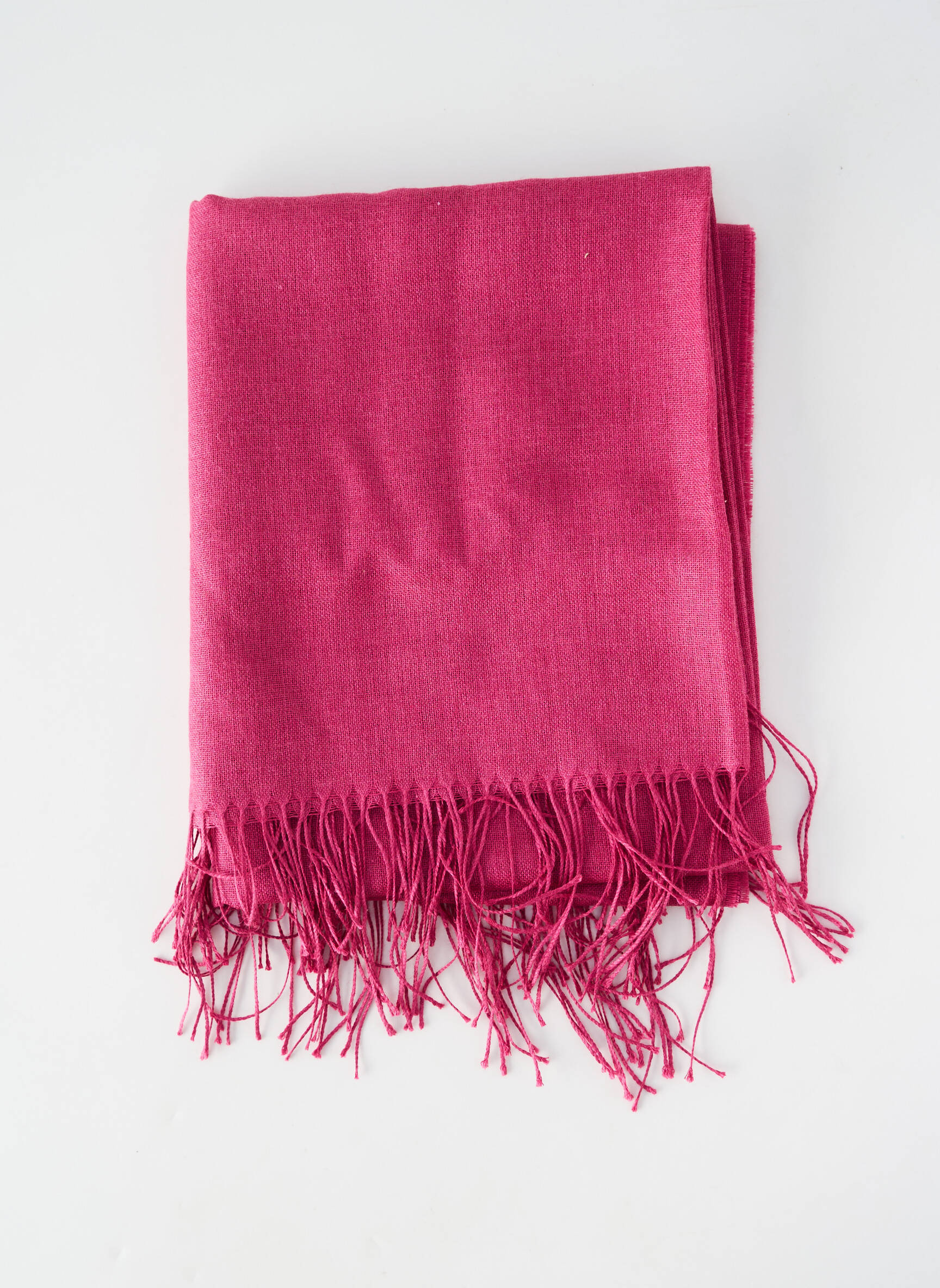 Foulard finition franges rose fonce ALPAGA NATURE femme