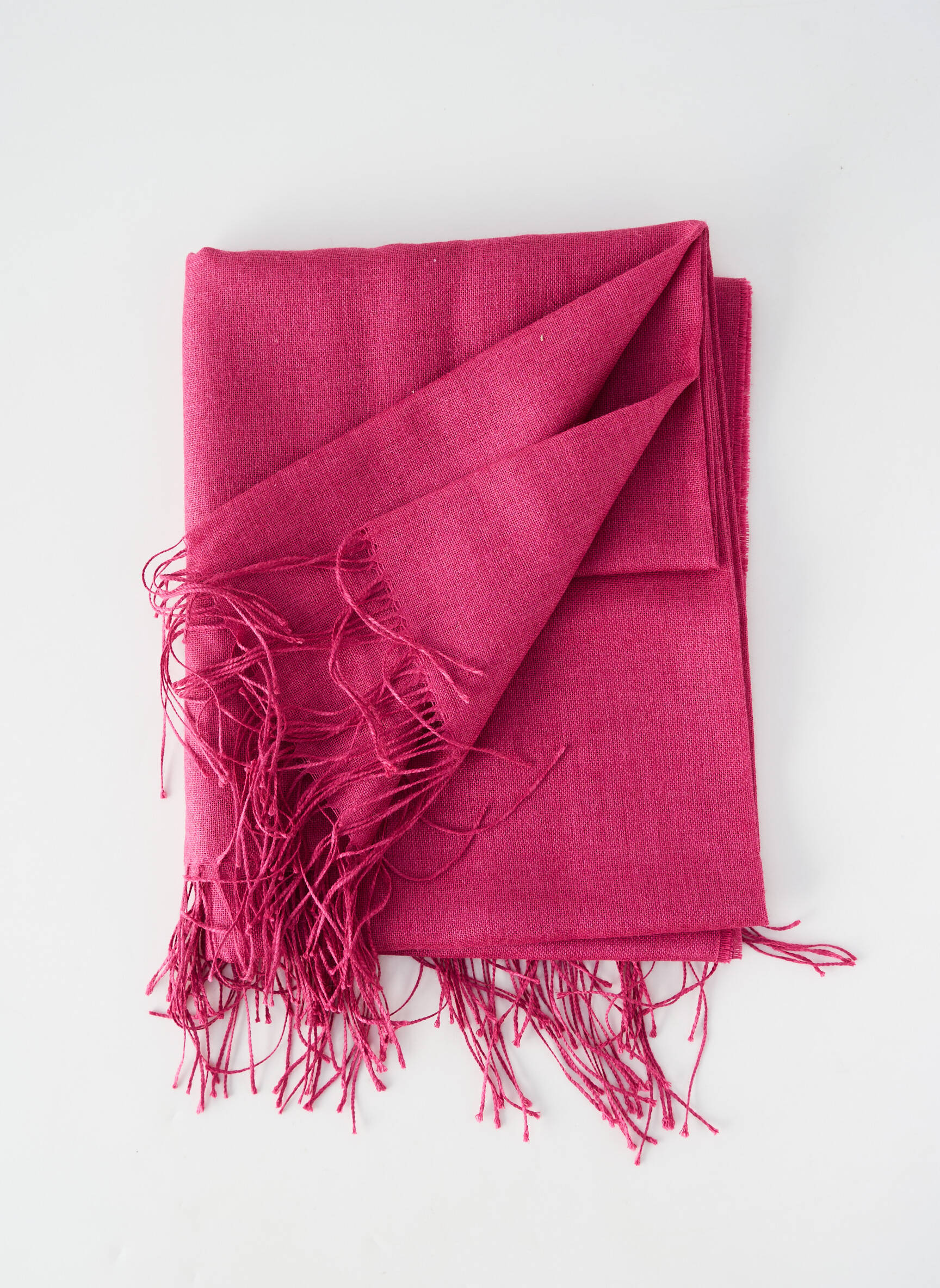 Foulard finition franges rose fonce ALPAGA NATURE femme